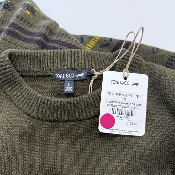 Toad&Co Cazadero Fair Isle Sweater Mens Size L Fir Green Non Mulesed Wool Blend‎ - Picture 4 of 6